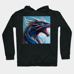 Ferocious Blue and White Horned Dragon Hoodie